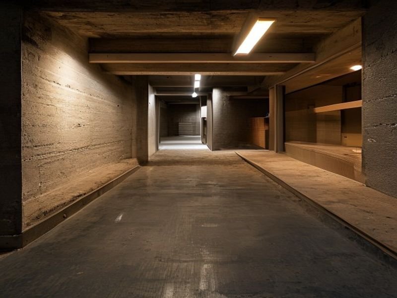 Intérieur de sous-sol fini avec système de drainage périphérique