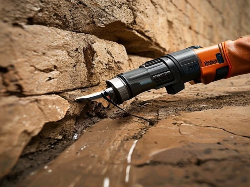 Outil professionnel d'injection d'époxy structural sur un mur de béton