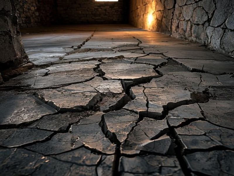 Dalle de sous-sol en béton présentant des fissures
